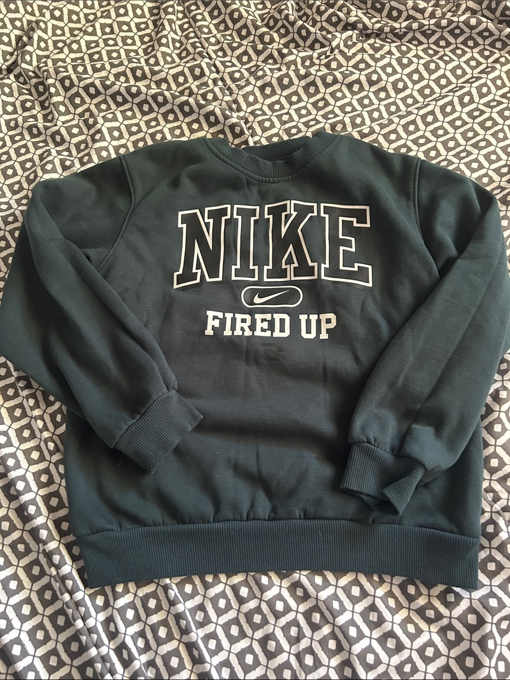 Nike 3 Brand Boy’s Dark Green Crewneck Sweatshirt with White Logo